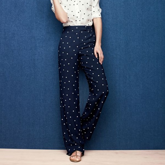 J. Crew Pants - J. Crew Drapey Pant in Navy Polka Dot, sz 8